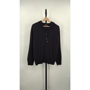 Quince Mongolian Cashmere Full-Zip Hoodie Black Sleeved Top XL